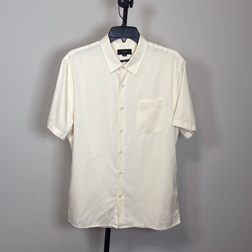Vince By Vince Camuto Cream White Classic Fit Medium Button Up Shirt
